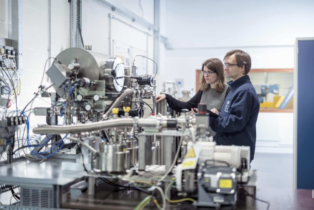 Operators working in the Tritium Fuel Cycle facility at UKAEA’s Culham Campus.