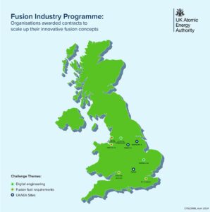 Map of UK with location of each organisation receiving awards