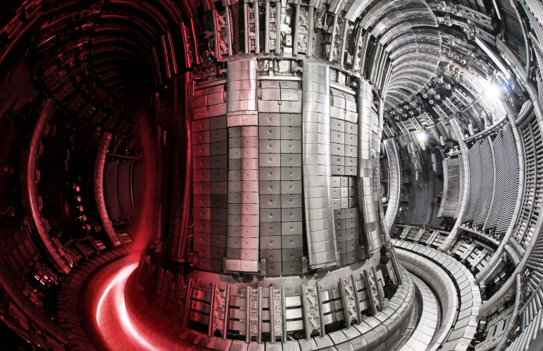The Joint European Torus (JET) with superimposed plasma.