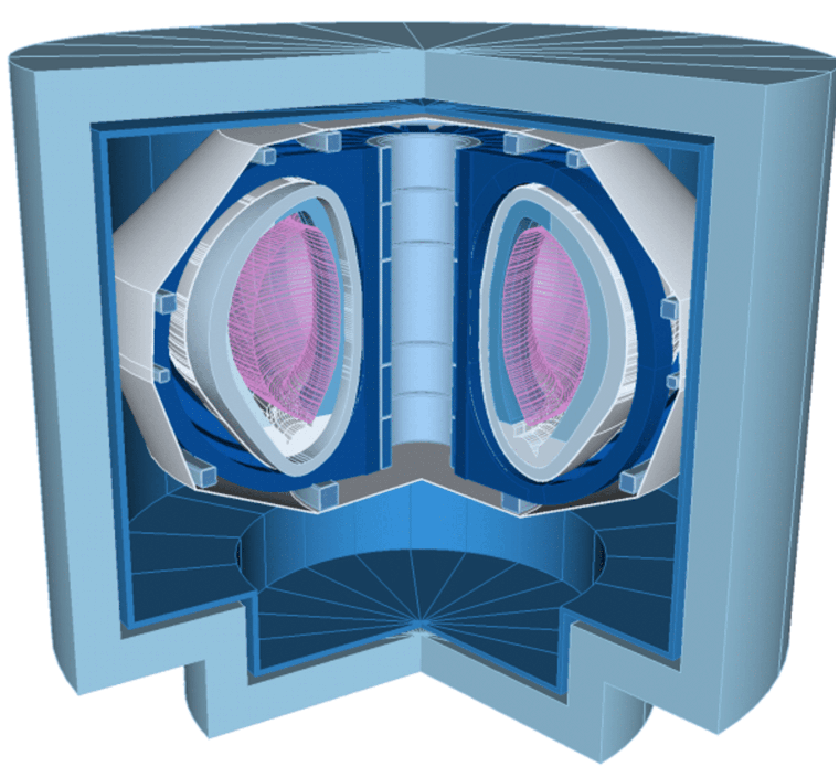 A cutaway view of a bluemira CAD output for an EU-DEMO like Tokamak.