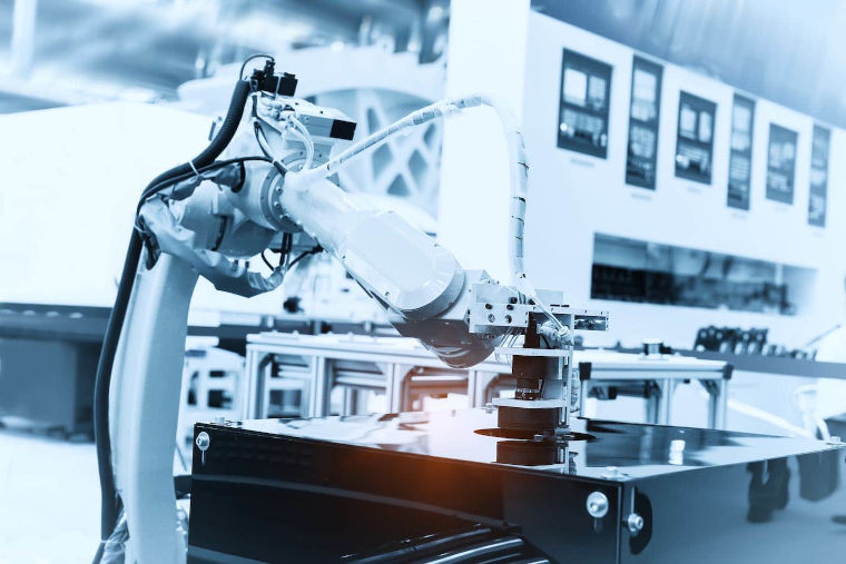 A robotic arm in action.