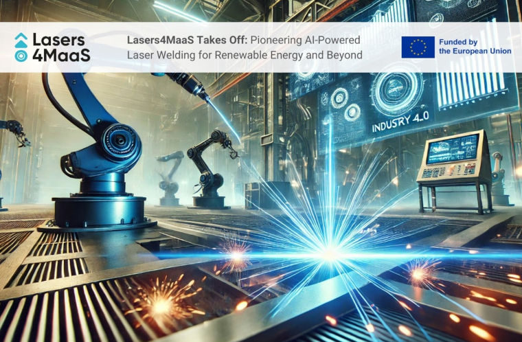 A poster for Lasers4MaaS with the European flag and the label - Funded by the European Union.