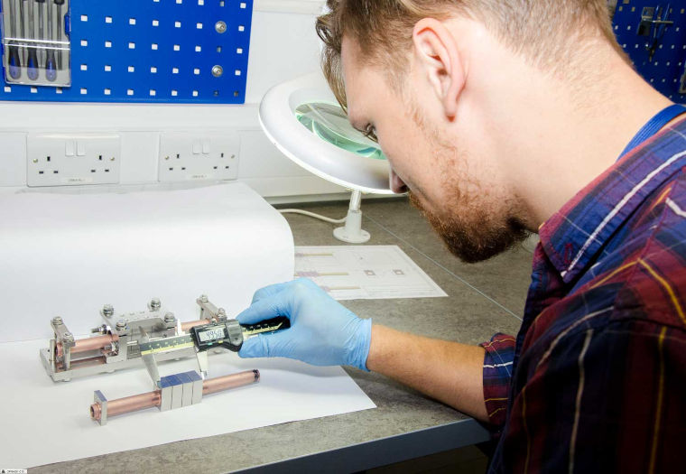 An expert working on vacuum brazing.