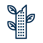 Low carbon - a building with leaves.