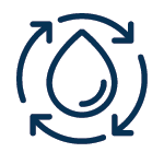 Sustainability - a drop encircled by continuous arrows.