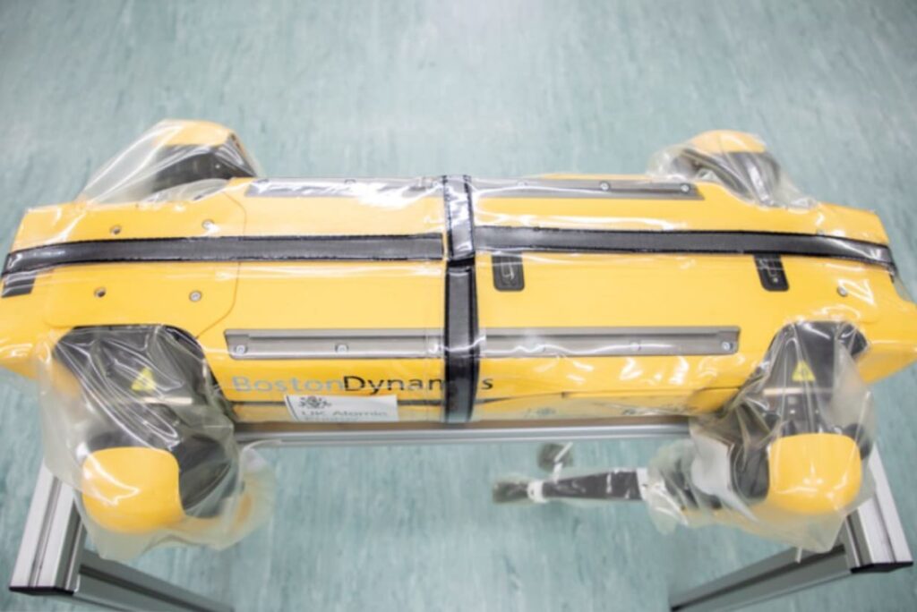 A robot in a plastic coating.
