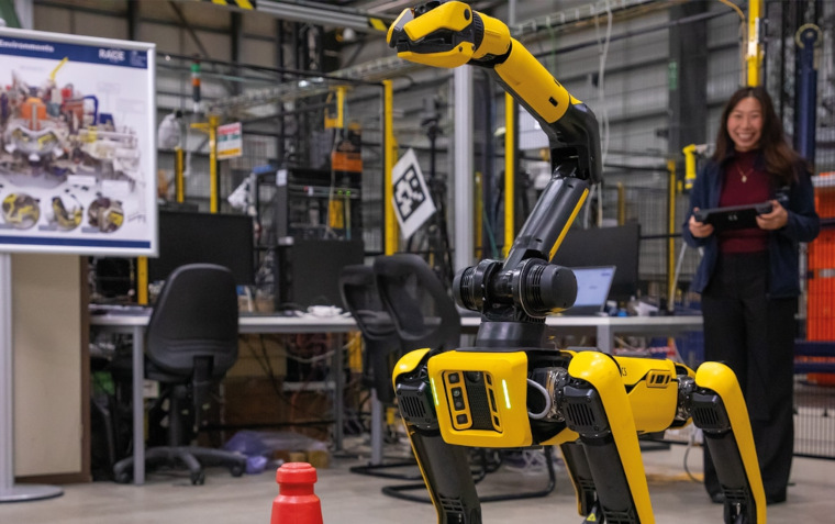 A robot being operated on the training course.