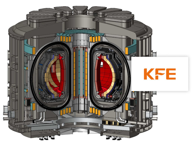 A tokamak with the KFE logo