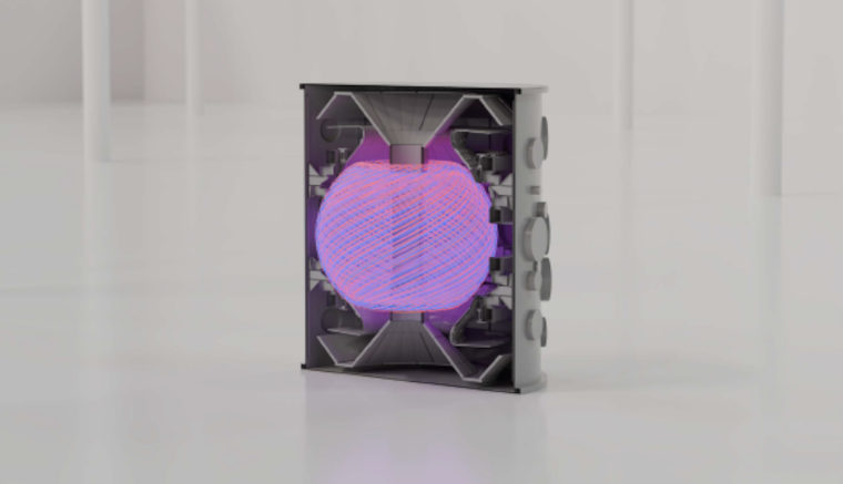 A simulation of a fusion energy machine with a flow of plasma.