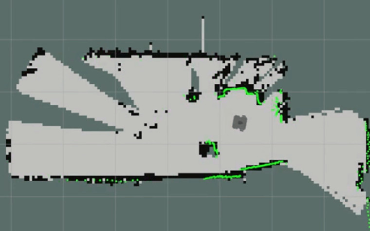 A mapless robot graphic created by SLMRME which allows robots to navigate. It shows a plan of an area to navigate with different colours for significant areas.