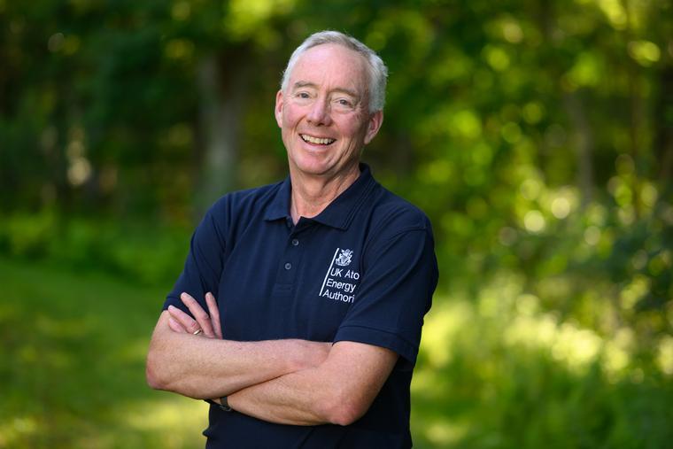 Professor Dennis Whyte, CEO at UK Atomic Energy Authority wearing the blue polo shirt with the UK Atomic Energy Authority logo on it.